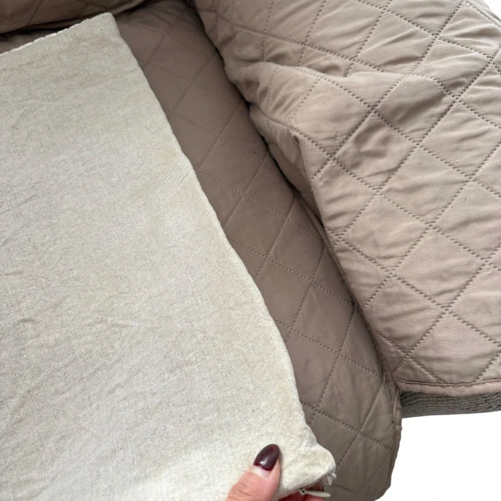 2 West Elm Ivory Beige Velvet Geometric Accent Pillow Cover‎ Size 18x18”